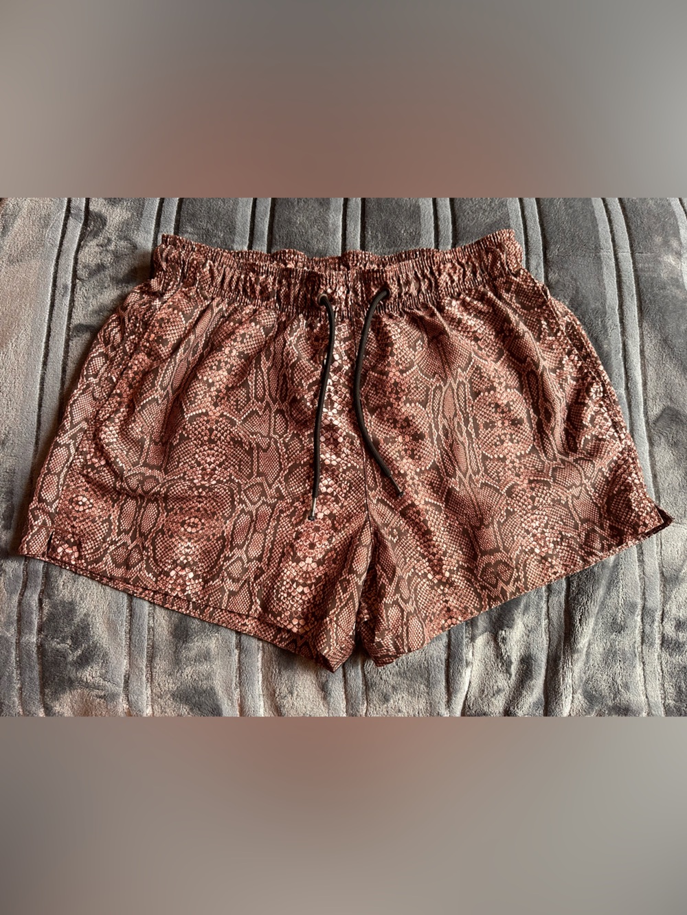 H&M Zara style Snake Print swin Shorts - Rust Brown size small